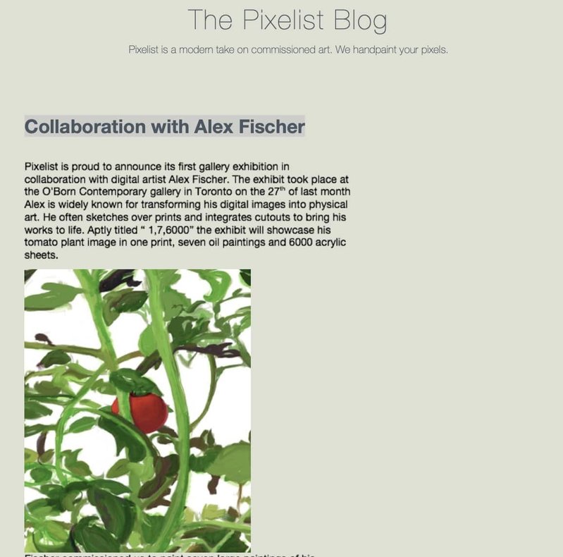 20150101 The Pixelist Blog — Collaboration with Alex Fischer